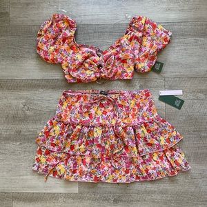 Floral Ruffle Skirt Set